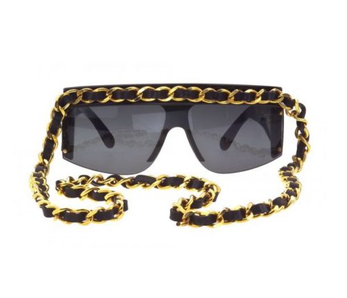 Chanel Black and Gold Rare Vintage Runway Chain Sunglasses at 1stDibs