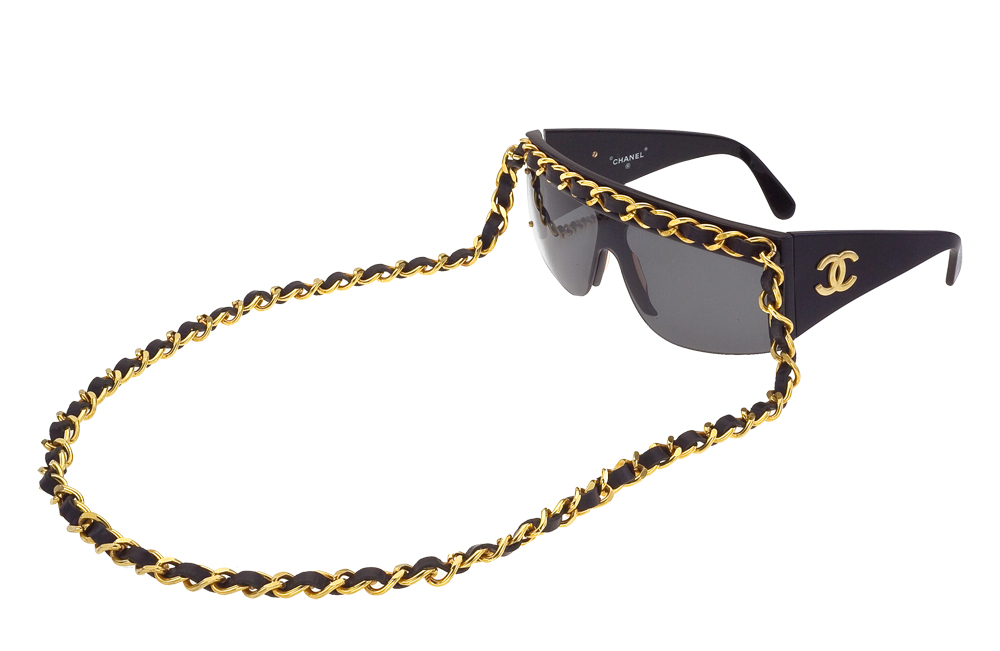 chanel gold chain sunglasses