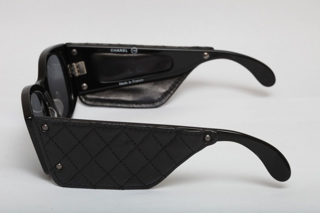 Vintage 1988 CHANEL Quilted Leather Sunglasses 