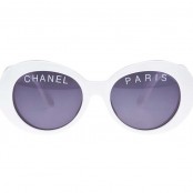 VINTAGE CHANEL “CHANEL PARIS” LOGO WHITE SUNGLASSES