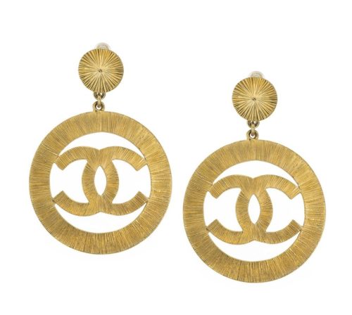 CHANEL, Jewelry, Chanel 22b Extra Large Cc Drop Pearl Crystal Leather  Earrings