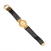 VINTAGE GIANNI VERSACE GOLD MEDUSA WATCH WITH CROC EMBOSSED BELT M