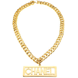 VINTAGE CHANEL MASSIVE LOGO PLATE NECKLACE