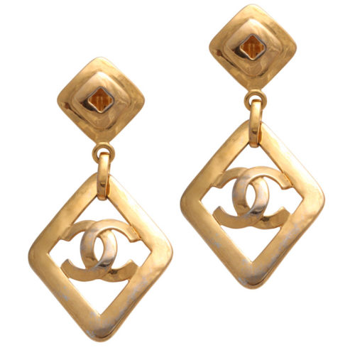 VINTAGE CHANEL LARGE DANGLING CC EARRINGS