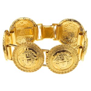 VINTAGE GIANNI VERSACE GOLD TONED BRACELET WITH 6 MEDUSAS