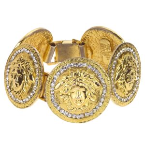 VINTAGE GIANNI VERSACE MASSIVE MEDUSA BRACELET WITH RHINESTONES