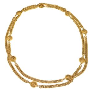 VINTAGE CHANEL LONG SAUTOIR NECKLACE WITH LION MOTIFS