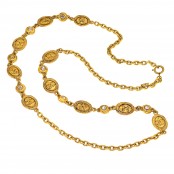 VINTAGE CHANEL SAUTOIR NECKLACE WITH CC PLATES