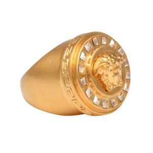 VERSACE MEDUSA MOTIF RING WITH RHINESTONES SIZE 7
