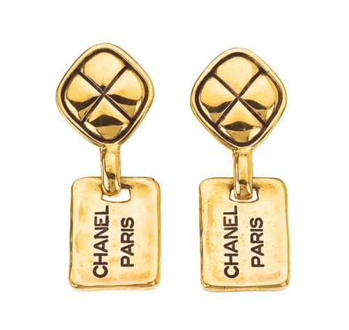 Gold Chanel CC Earrings, We have a huge collection of Chanel classic flap  bag