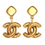 VINTAGE CHANEL QUILTED CC DANGLING EARRINGS – SOLD