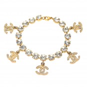 VINTAGE CHANEL RHINESTONE BRACELET WITH CC CHARMS