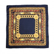VINTAGE CHANEL ICONIC CHAIN MOTIF SCARF NAVY