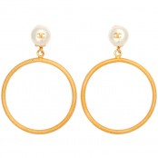 VINTAGE CHANEL LARGE CIRCLE DANGLING EARRINGS WITH PEARLS – SOLD