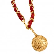 VINTAGE CHANEL RED LEATHER BELT/NECKLACE