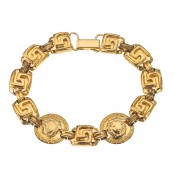 VINTAGE GIAANI VERSACE GOLD TONED BRACELET WITH MEDUSA AND GRECA
