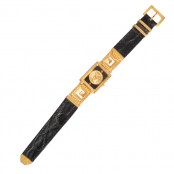 VINTAGE GIANNI VERSACE GOLD AND BLACK MEDUSA WATCH WITH GRECA