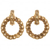 VINTAGE CHANEL BYZANTINE HOOP EARRINGS WITH RHINESTONES
