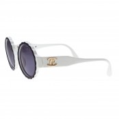 VINTAGE CHANEL BLACK AND WHITE ROUND SUNGLASSES – SOLD