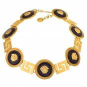 VINTAGE GIANNI VERSACE MASSIVE GOLD AND BLACK BELT WITH MEDUSA AND GRECA