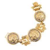 VINTAGE GIANNI VERSACE MASSIVE GOLD MEDUSA AND GRECA MOTIF BRACELET