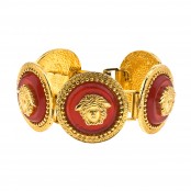 VINTAGE GIANNI VERSACE RED/GOLD MEDUSA BRACELET