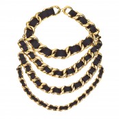 VINTAGE CHANEL MASSIVE BLACK/GOLD CHAIN 4 ROW NECKLACE
