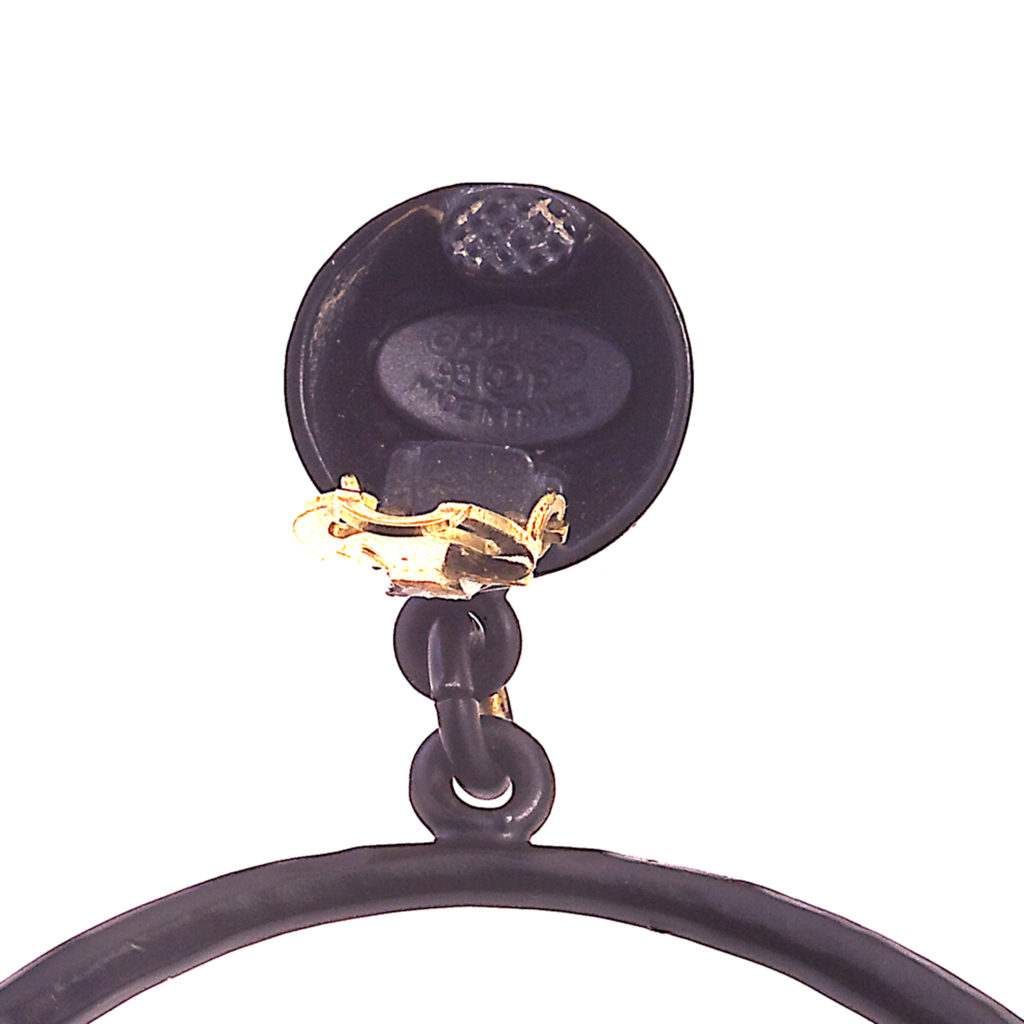 Vintage Chanel Large Black and Gold Hoop Earrings