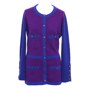 VINTAGE CHANEL RARE 90’S CASHMERE CARDIGAN SWEATER WITH CC BUTTONS 38