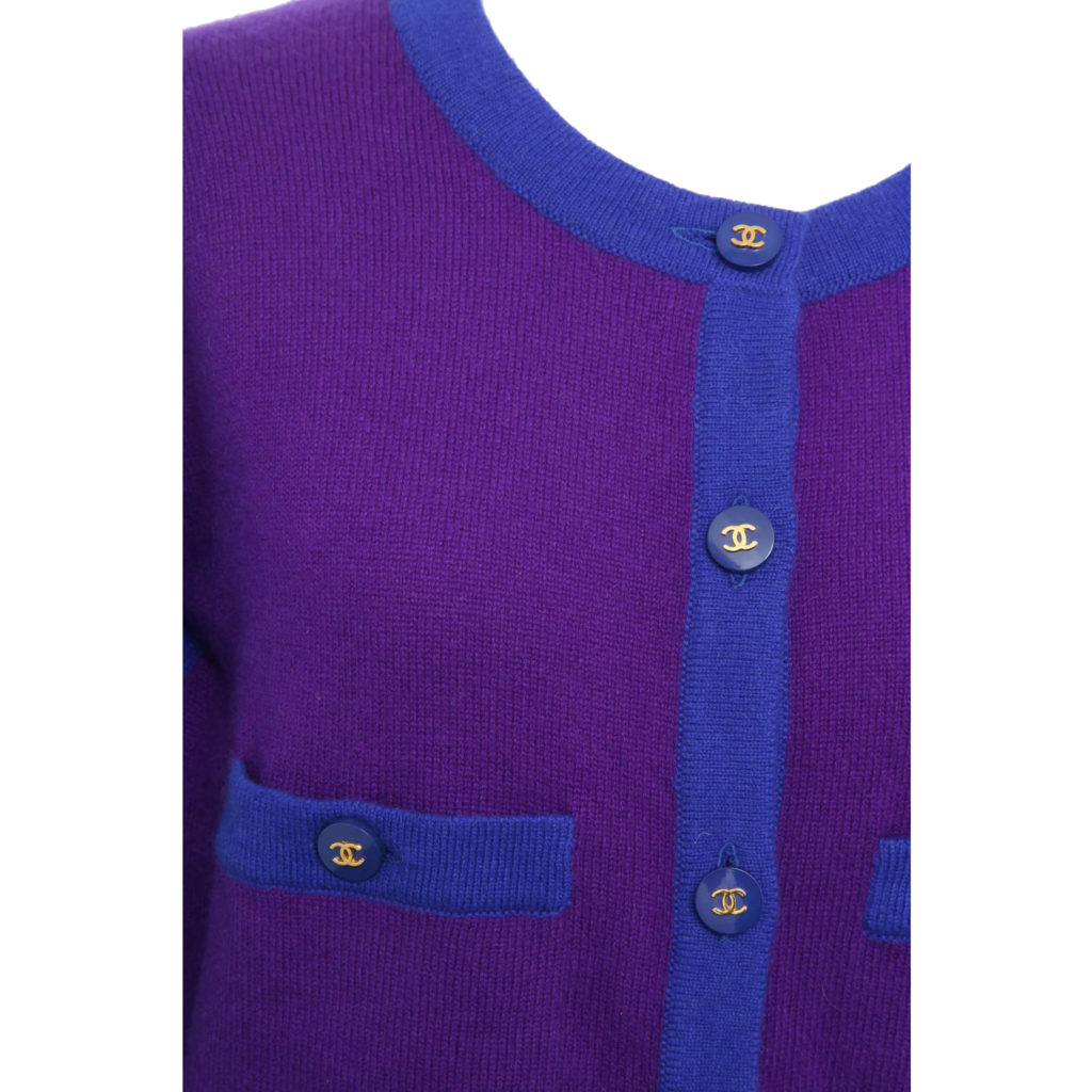 Chanel // Purple Knit Cashmere Cardigan – VSP Consignment