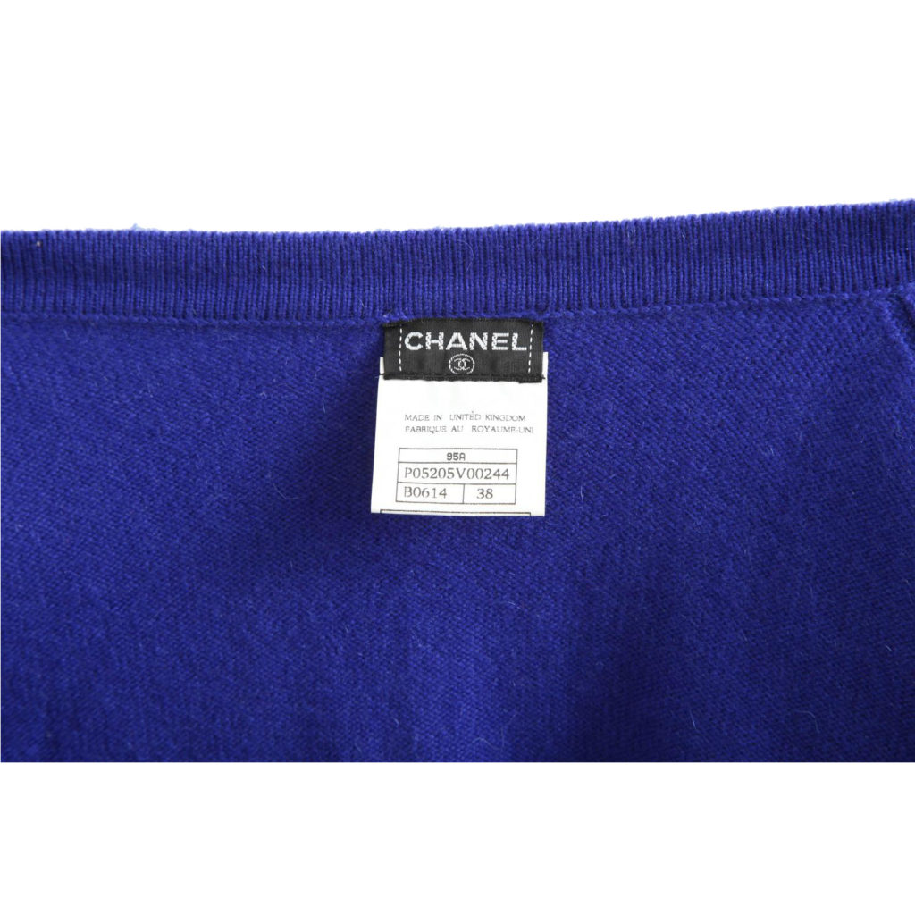 Vintage Chanel Rare 90's Cashmere Cardigan Sweater with CC Buttons 38