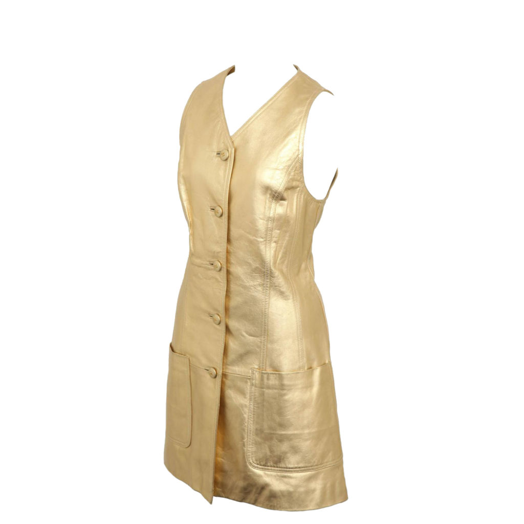 VINTAGE CHANEL GOLD LEATHER DRESS 1994