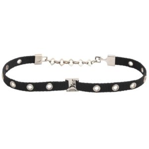 DIOR BY JOHN GALLIANO BLACK CHOKER WITH SILVER HARDWARE