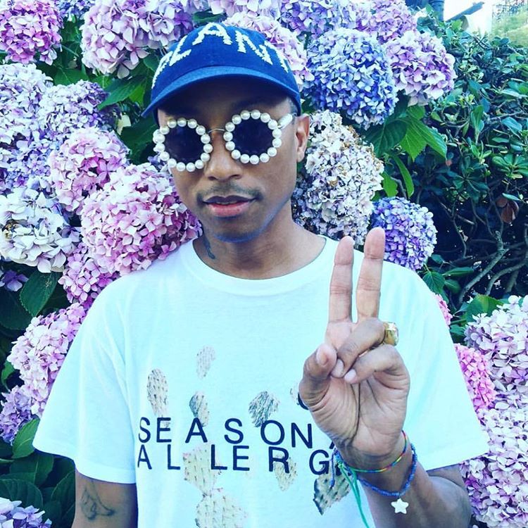 Pharrell wears Depuis 1924 Vintage Chanel pearl sunglasses