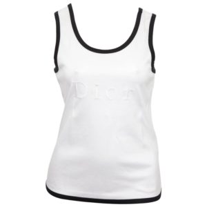 JOHN GALLIANO FOR CHRISTIAN DIOR WHITE LOGO TANK TOP T-SHIRT