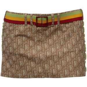 EXTREMELY RARE JOHN GALLIANO FOR CHRISTIAN DIOR RASTA COLOR LOGO SWIM SKIRT 36