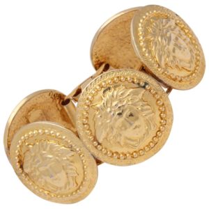GIANNI VERSACE MASSIVE GOLD TONED BRACELET WITH 5 MEDUSAS