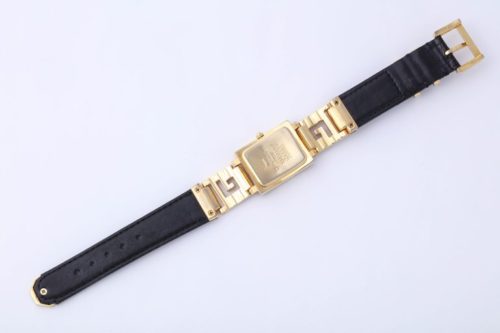 VINTAGE GIANNI VERSACE GOLD MEDUSA WATCH WITH CROC EMBOSSED BELT