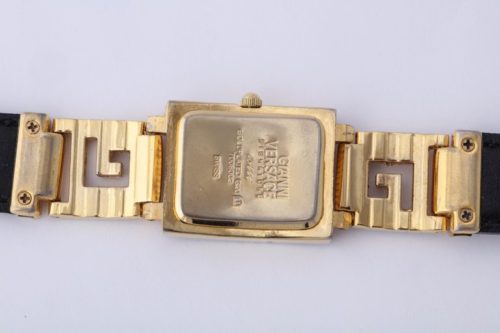 VINTAGE GIANNI VERSACE GOLD MEDUSA WATCH WITH CROC EMBOSSED BELT