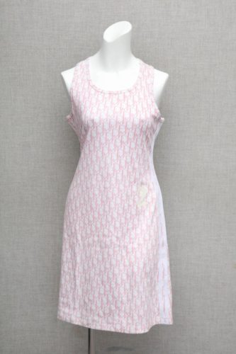 JOHN GALLIANO FOR CHRISTIAN DIOR TROTTER LOGO PINK DRESS