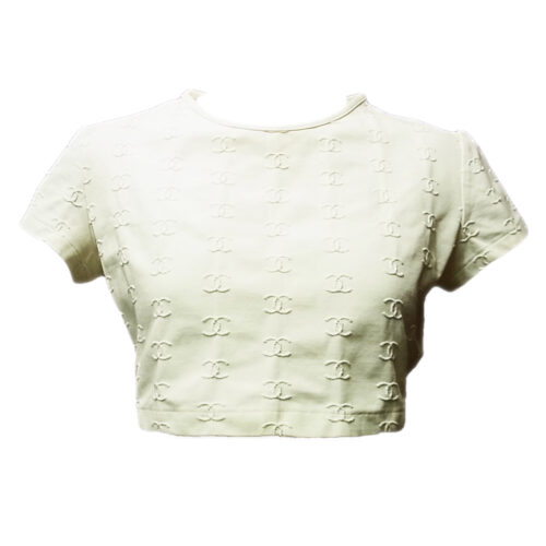 Chanel Vintage S/S1994 White Cotton Scalloped CC Logo 94P T-Shirt For Sale  at 1stDibs