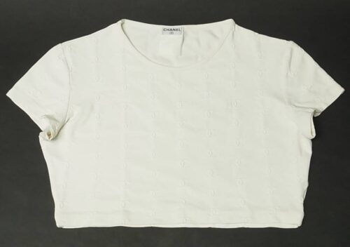 VINTAGE CHANEL LOGO EMBROIDERED T-SHIRT WHITE