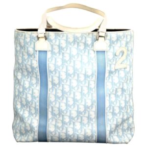 John Galliano for Christian Dior Light Blue Logo Tote Bag with “2”
